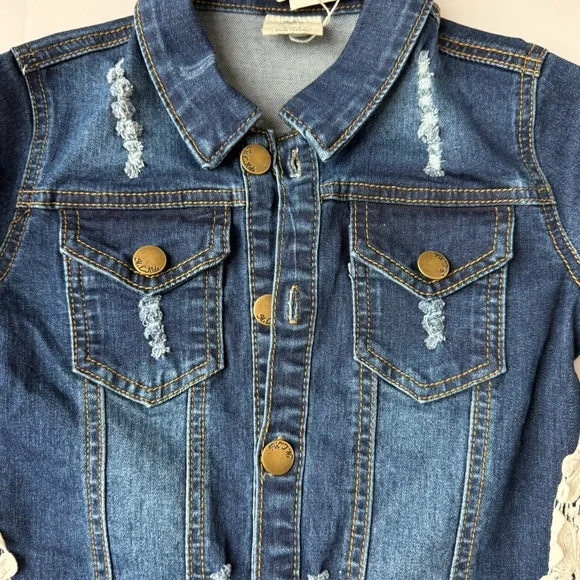 ML Kids Blue Denim Lace Trim Jacket Girls Size 5 NWT - Picture 4 of 6